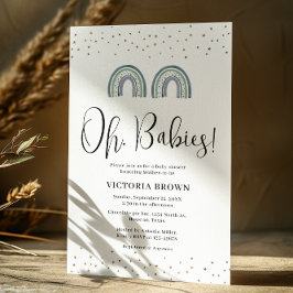 Rainbow Twin Babies Baby shower Uitnodiging