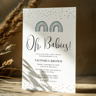 Rainbow Twin Babies Baby shower Uitnodiging
