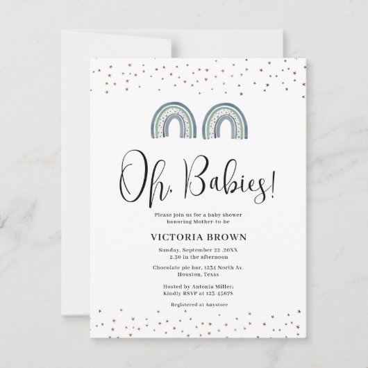 Rainbow Twin Babies Baby shower Uitnodiging (Voorkant)