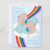 Rainbow Twin Baby Boys Baby Shower Kaart (Voorkant)