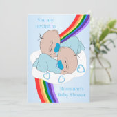 Rainbow Twin Baby Boys Baby Shower Kaart (Staand voorkant)