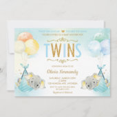 Rainbow Twin Boys Olifant Baby shower Sprinkle Kaart (Voorkant)