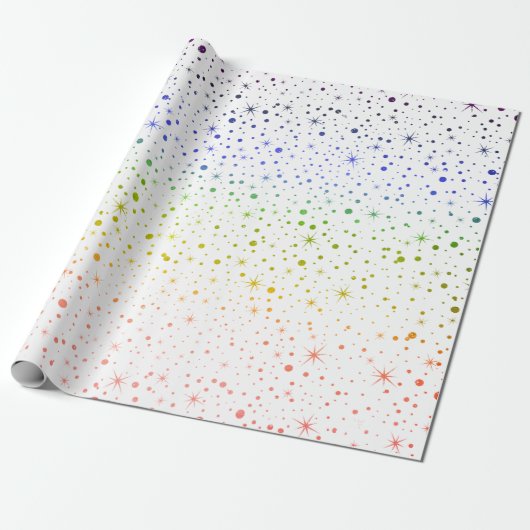 🌈✨ Rainbow Twinkling Stars Galaxy Cadeaupapier (Uitgerold)
