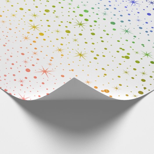 🌈✨ Rainbow Twinkling Stars Galaxy Cadeaupapier (Hoek)
