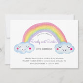 Rainbow Twins Birthday Invitation Kaart (Voorkant)