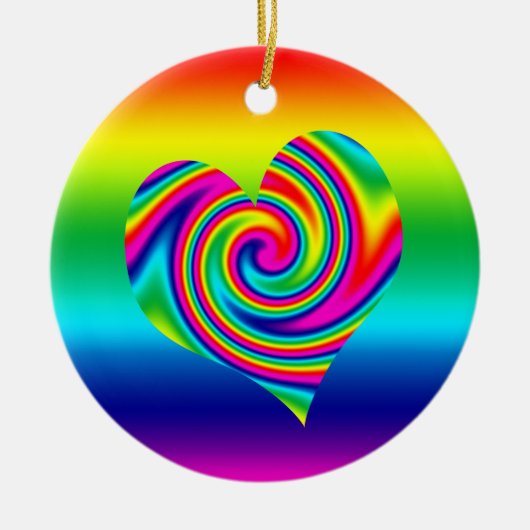 Rainbow Twirl Heart Keramisch Ornament (Voorkant)
