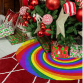 Rainbow Twirl Pattern Fleece Kerstboom Rok