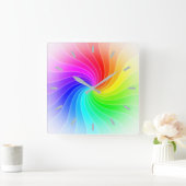 Rainbow Twirl Vierkante Klok (Huis)