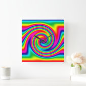 Rainbow Twirl Vierkante Klok (Huis)