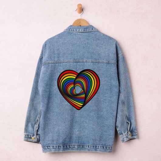 Rainbow Twist Heart Denim Jacket (Hangar)