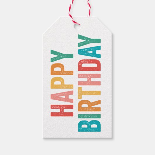 Rainbow Type Happy Birthday Cadeaulabel (Voorkant)
