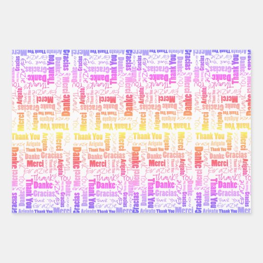 Rainbow Typografie Multilingual Bedankt Inpakpapier Vel (Voorkant 3)