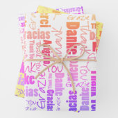 Rainbow Typografie Multilingual Bedankt Inpakpapier Vel (In situ)