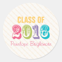 Rainbow Typography Class of 2016 Ronde Sticker