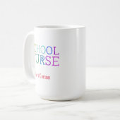 Rainbow Typography School Nurse Personalized Koffiemok (Voorkant links)