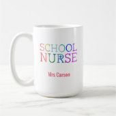 Rainbow Typography School Nurse Personalized Koffiemok (Links)