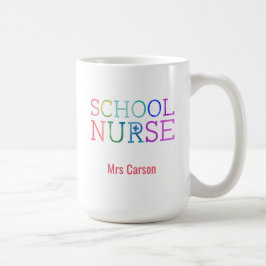 Rainbow Typography School Nurse Personalized Koffiemok