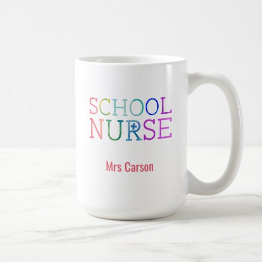 Rainbow Typography School Nurse Personalized Koffiemok (Rechts)