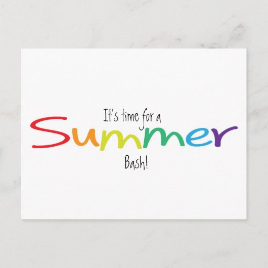 Rainbow Typography Summer Bash Party Sale Briefkaa Uitnodiging Briefkaart (Voorkant)