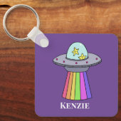 Rainbow UFO gepersonaliseerde Sleutelhanger (Voorkant)
