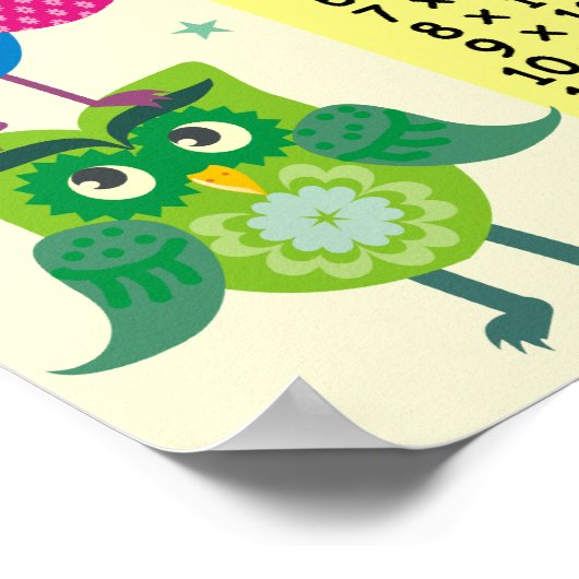 Rainbow uilt multiplicatietabel leuk poster (Hoek)