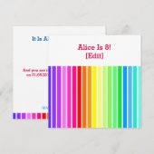 Rainbow - Uitnodiging voor 8e verjaardagsfeestje (Voorkant / Achterkant)
