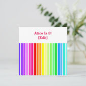 Rainbow - Uitnodiging voor 8e verjaardagsfeestje (Staand voorkant)