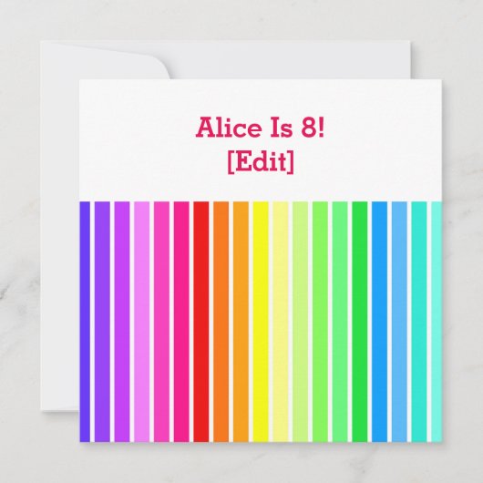 Rainbow - Uitnodiging voor 8e verjaardagsfeestje (Voorkant)
