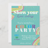 Rainbow-uitnodiging voor kleurenpartij kaart (Voorkant)