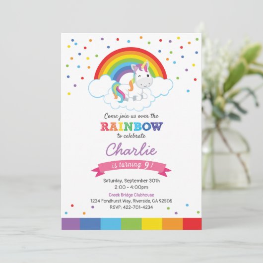 Rainbow-uitnodiging voor viering kaart (Staand voorkant)