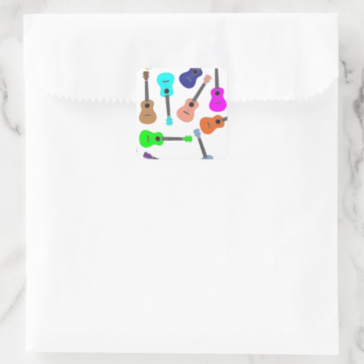 Rainbow Ukulele Vierkante Sticker (Tas)