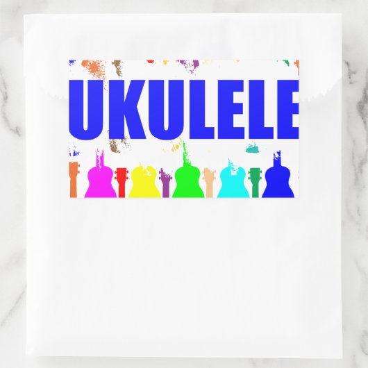 Rainbow Ukuleles Rechthoekige Sticker (Tas)