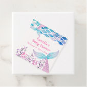 Rainbow Under Zee Mermaid Tail Baby shower Bedankjes Labels (In situ)