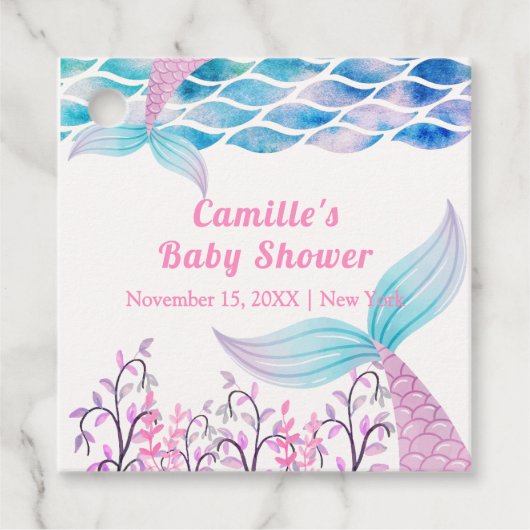 Rainbow Under Zee Mermaid Tail Baby shower Bedankjes Labels (Voorkant)
