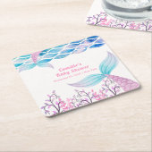 Rainbow Under Zee Mermaid Tail Baby shower Kartonnen Onderzetters (Schuin)