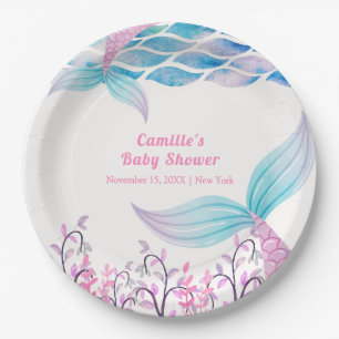 Rainbow Under Zee Mermaid Tail Baby shower Papieren Bordje
