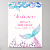 Rainbow Under Zee Mermaid Tail Baby shower Welkom Poster (Voorkant)
