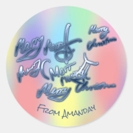 Rainbow Underground Vrolijk Kerstfeest uit naam Ronde Sticker