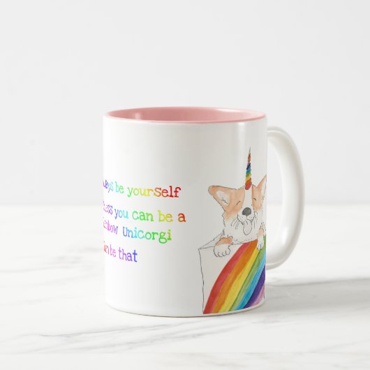 Rainbow unicorgi mok met twee tongen (Voorkant rechts)