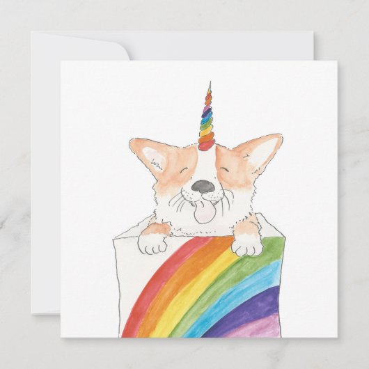 Rainbow Unicorgi-platte kaart (Voorkant)