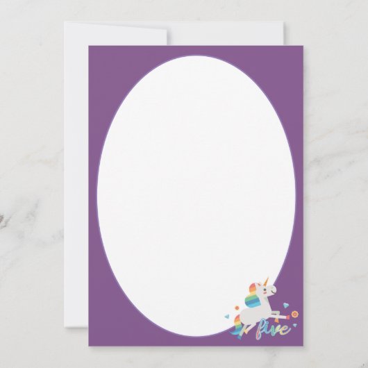 Rainbow Unicorn 5th Birthday Wenskaart Bedankkaart (Achterkant)