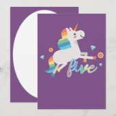 Rainbow Unicorn 5th Birthday Wenskaart Bedankkaart (Voorkant / Achterkant)
