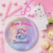 Rainbow Unicorn 6e verjaardag Papieren Bordje (Feest)