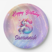 Rainbow Unicorn 6e verjaardag Papieren Bordje (Voorkant)