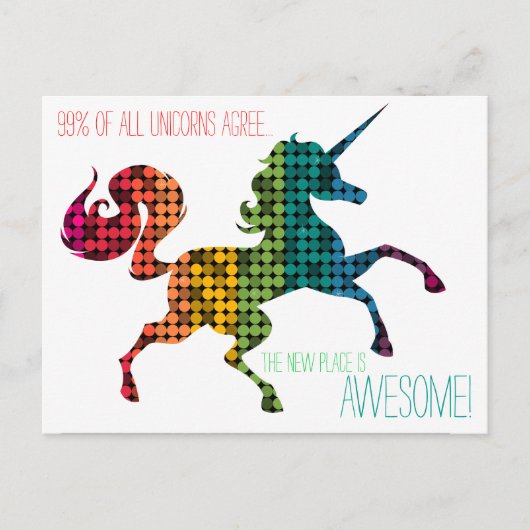 Rainbow Unicorn Aangepaste adreswijziging Briefkaa Aankondigingskaart (Voorkant)