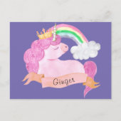 🌈 Rainbow Unicorn - Aangepaste naam Briefkaart (Voorkant)