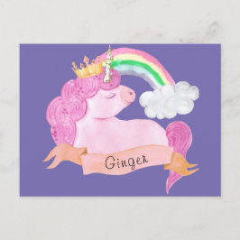 🌈 Rainbow Unicorn - Aangepaste naam Briefkaart