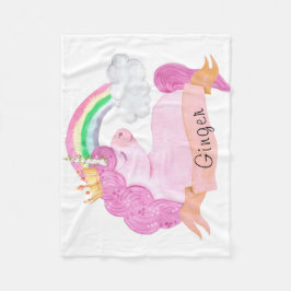 🌈 Rainbow Unicorn - Aangepaste naam Fleece Deken
