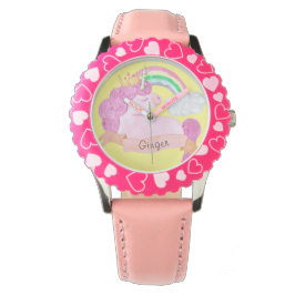 🌈 Rainbow Unicorn - Aangepaste naam Horloge