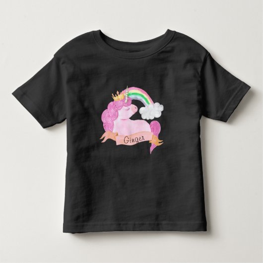 🌈 Rainbow Unicorn - Aangepaste naam Kinder Shirts (Voorkant)
